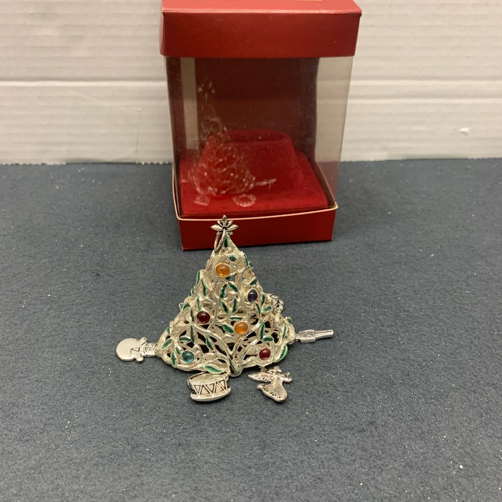 Lenox Silver Crystal Gem Christmas Tree Hanging Trinkets Ornament
